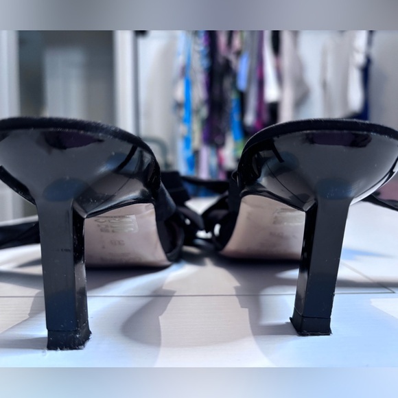 Ganni Black Bow-Trimmed Lace-Up Heel Size 38/8 - Picture 10 of 14